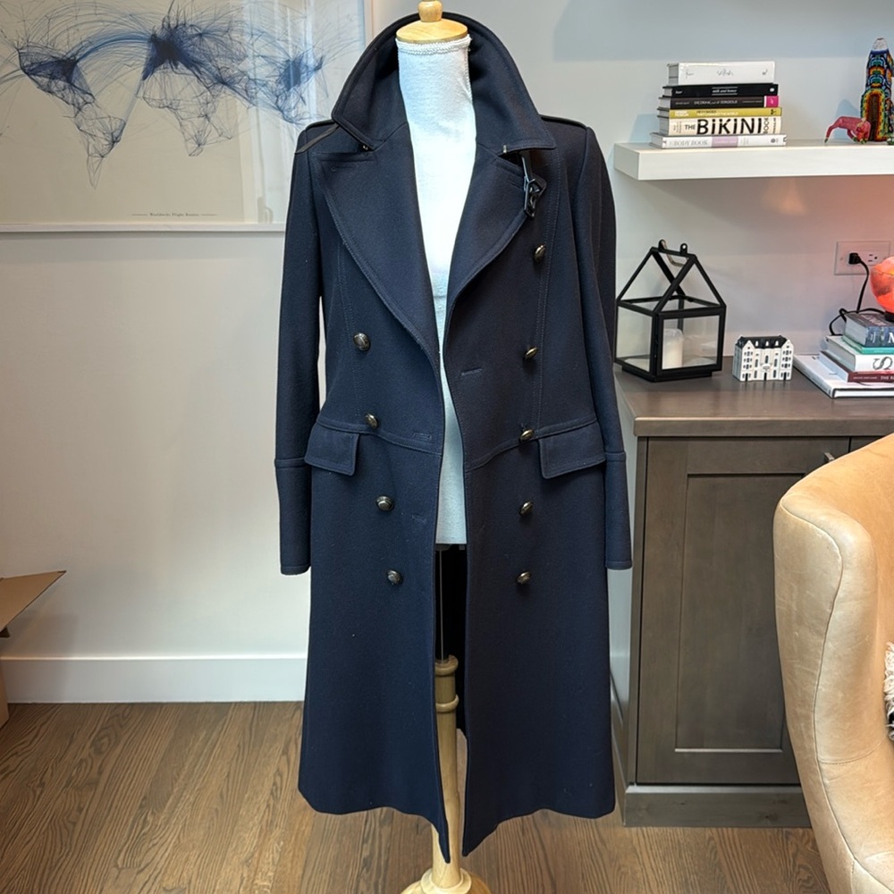 Burberry Prorsum Dark Navy Double-Breasted Coat Size: 8 Excellent Condition